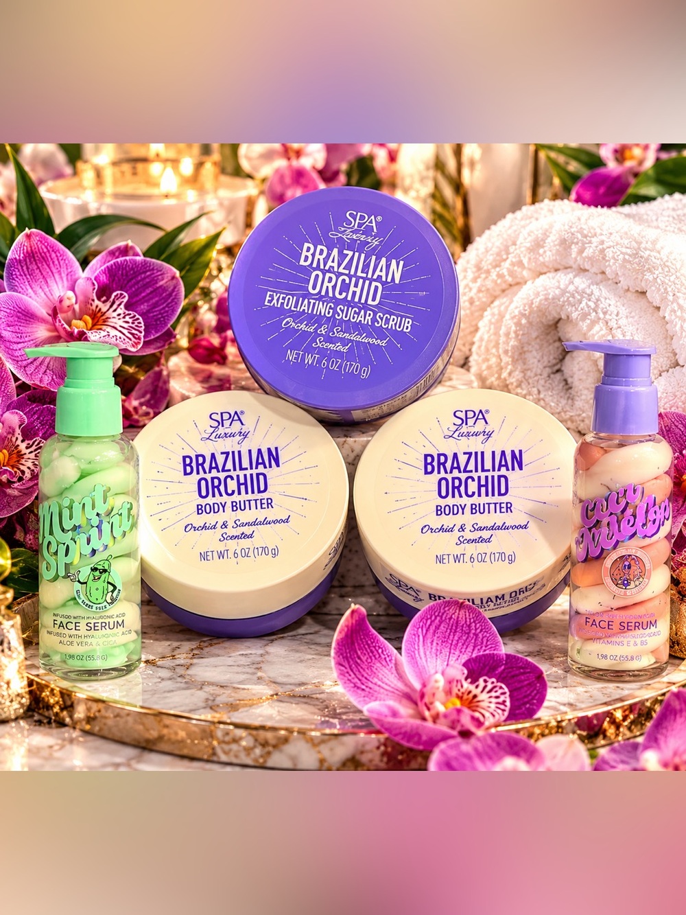 Brazilian Orchid Body Butter & Face Serum 5-Piece Beauty Bundle 💜 💚
